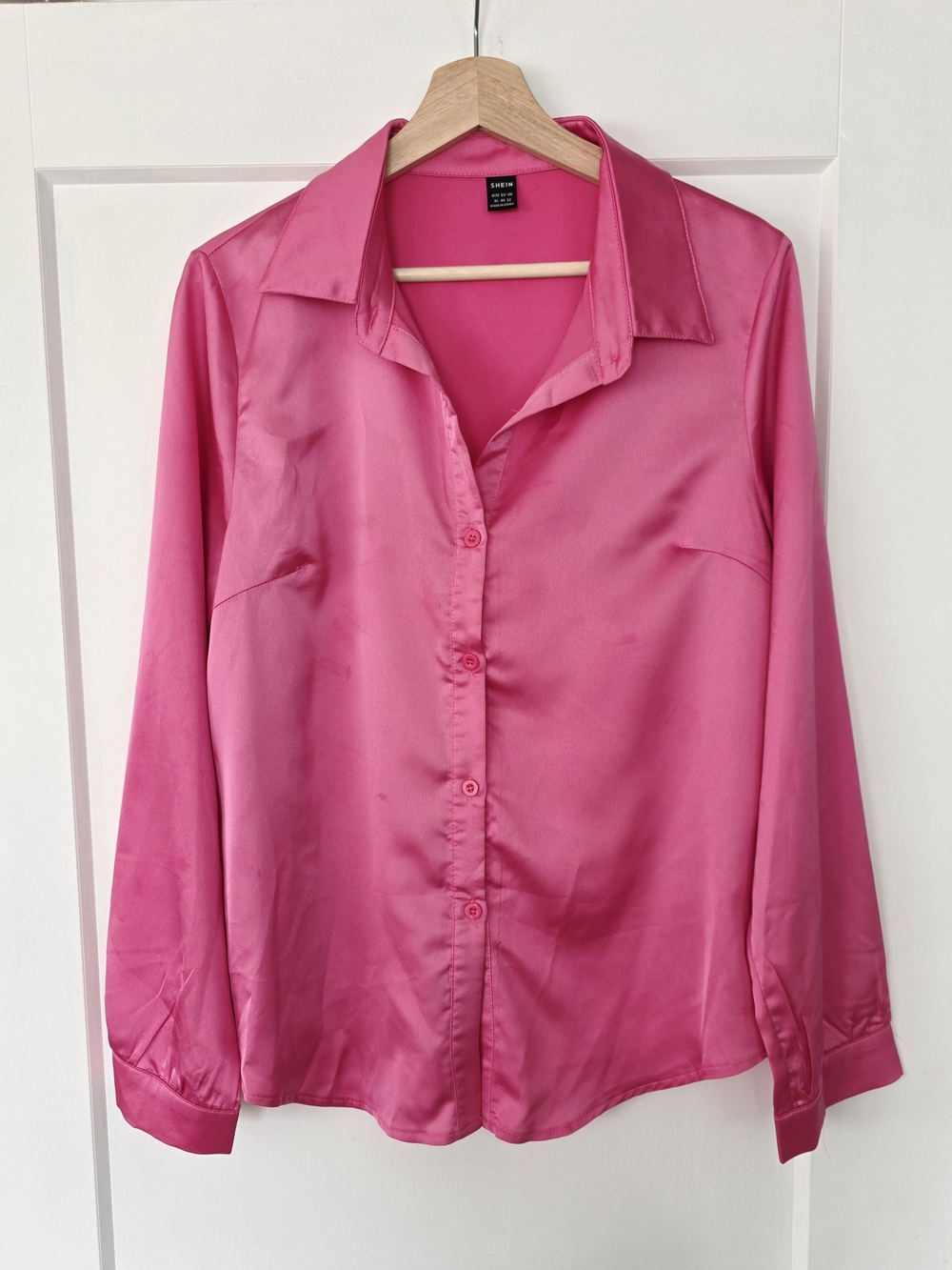 Pink Satin Button-Up Blouse - Women